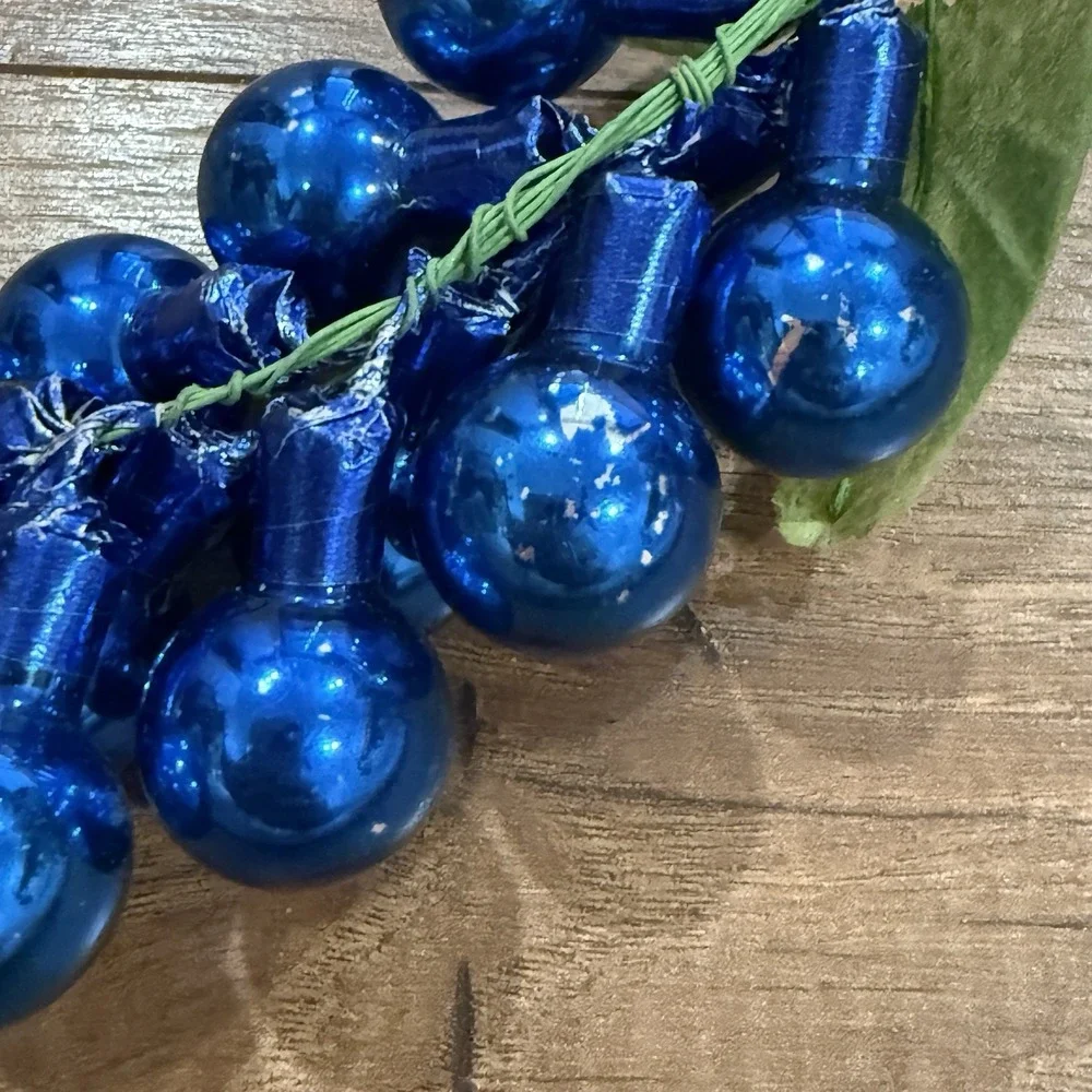 MCM Mercury Glass Grape Cluster Vtg Christmas  Ornament Decoration Blue